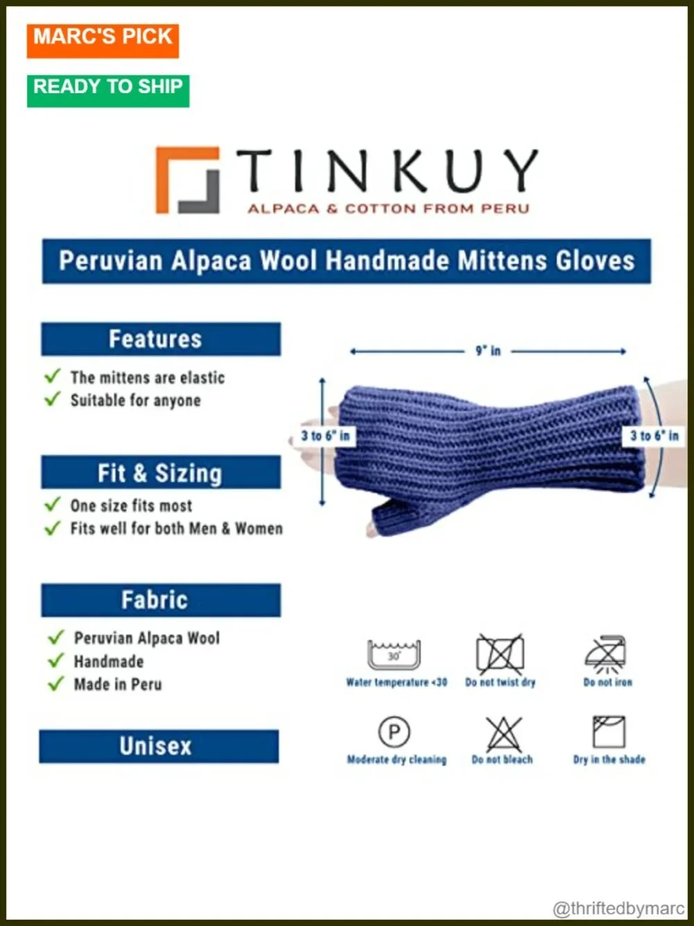 Hand-Knitted Alpaca Wool Winter Fingerless Gloves Unisex Mittens